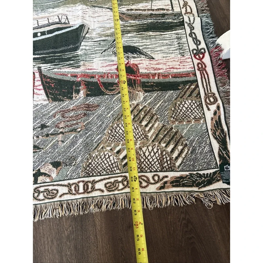 Goodwin Weavers Nautical Harbor Woven Tapestry Throw Blanket 100% Cotton USA
